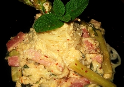 Рецепт: Спагетти со спаржей и ветчиной