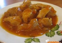 Рецепт: Куриная грудка в кисло-сладком соусе с овощами