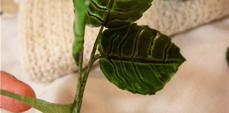 Шаг №5 МК Листья розы на проволоке от Учредительница