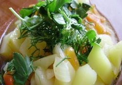 Рецепт: Жидкая картошка с морковью и луком