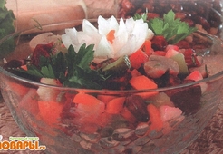 Винегрет с фасолью и грибами