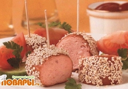 Рецепт: Шпикачки с медом и кунжутом