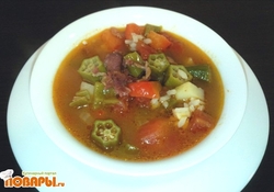 Рецепт: Острый суп из охры с говяжьим беконом