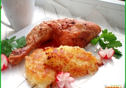 Рецепт: Куриные ножки с зеленым соусом 