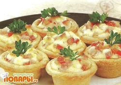 Рецепт: Тарталетки с сыром и беконом