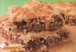 Пирог слоеный с крабовыми палочками