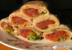 Рецепт: Блины "Фруктовый поцелуй"