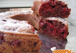 Рецепт: Постный вишнево шоколадный кекс