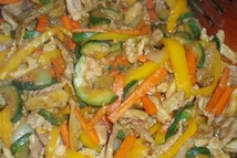 Шаг 1: Мясо порезать соломкой. Обжарить в …