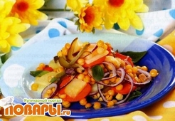 Салат овощной с горохом по-русски