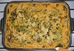 Крылышки с картошкой под сырно-грибным соусом