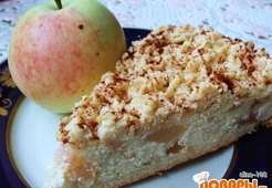 Творожный пирог с яблоками и грушами