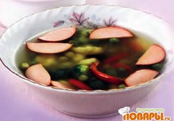 Рецепт: Суп гороховый с сосисками