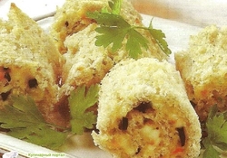 Рецепт: Хлебные рулетики с перцем