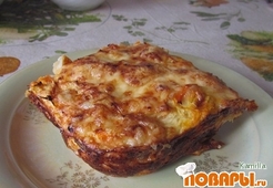 Запеканка с капустой, картофелем и ветчиной