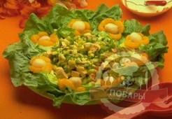 Мясной салат с одуванчиками