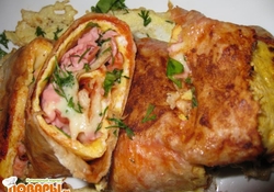 Рецепт: Омлет с колбасой в лаваше