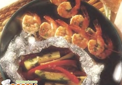 Рецепт: Барбекю из маринованных креветок