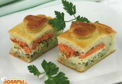 Пирог с семгой и рисом