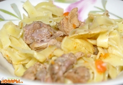 Макароны с тушеным мясом