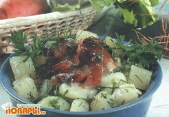 Салат с рыбным филе горячего копчения