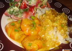 Рецепт: Рис с креветками карри